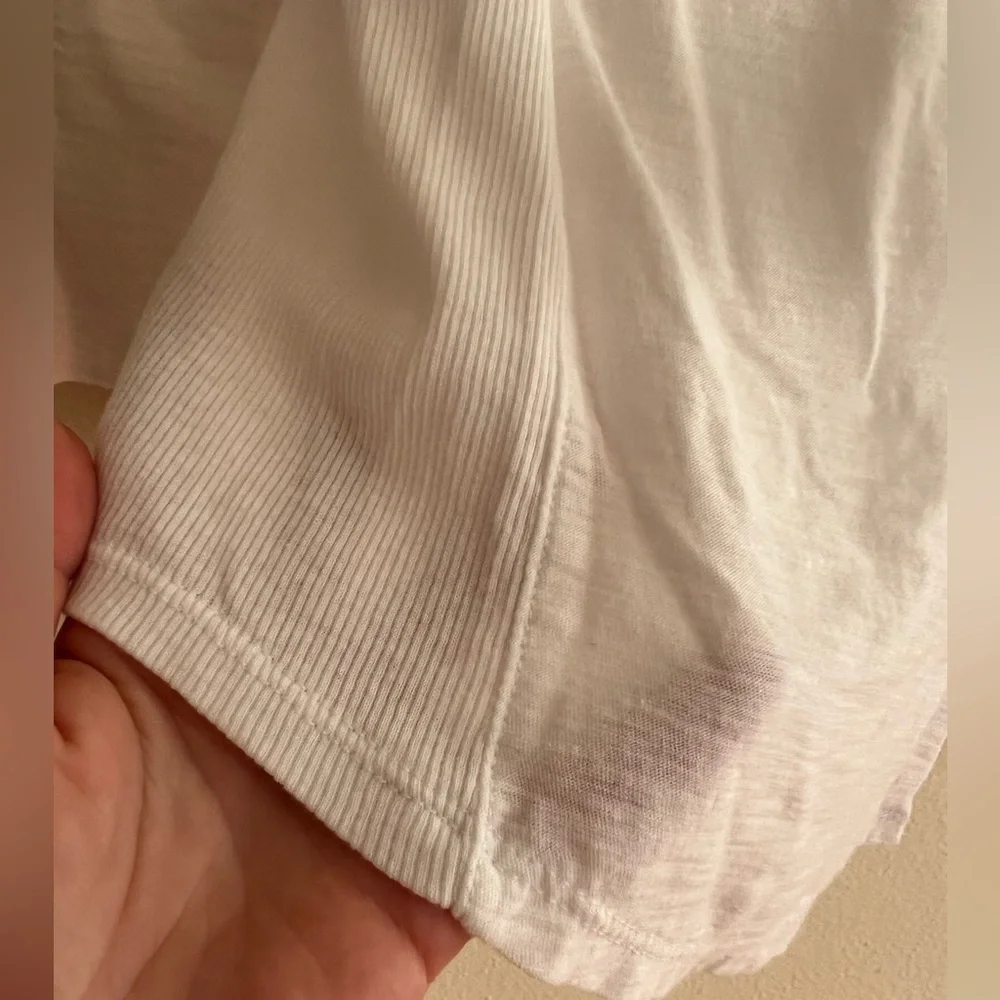 NWT $185 James Perse White Button-Down Shirt Sheer Slub Side Panel Blouse Size 3 - Picture 5 of 12